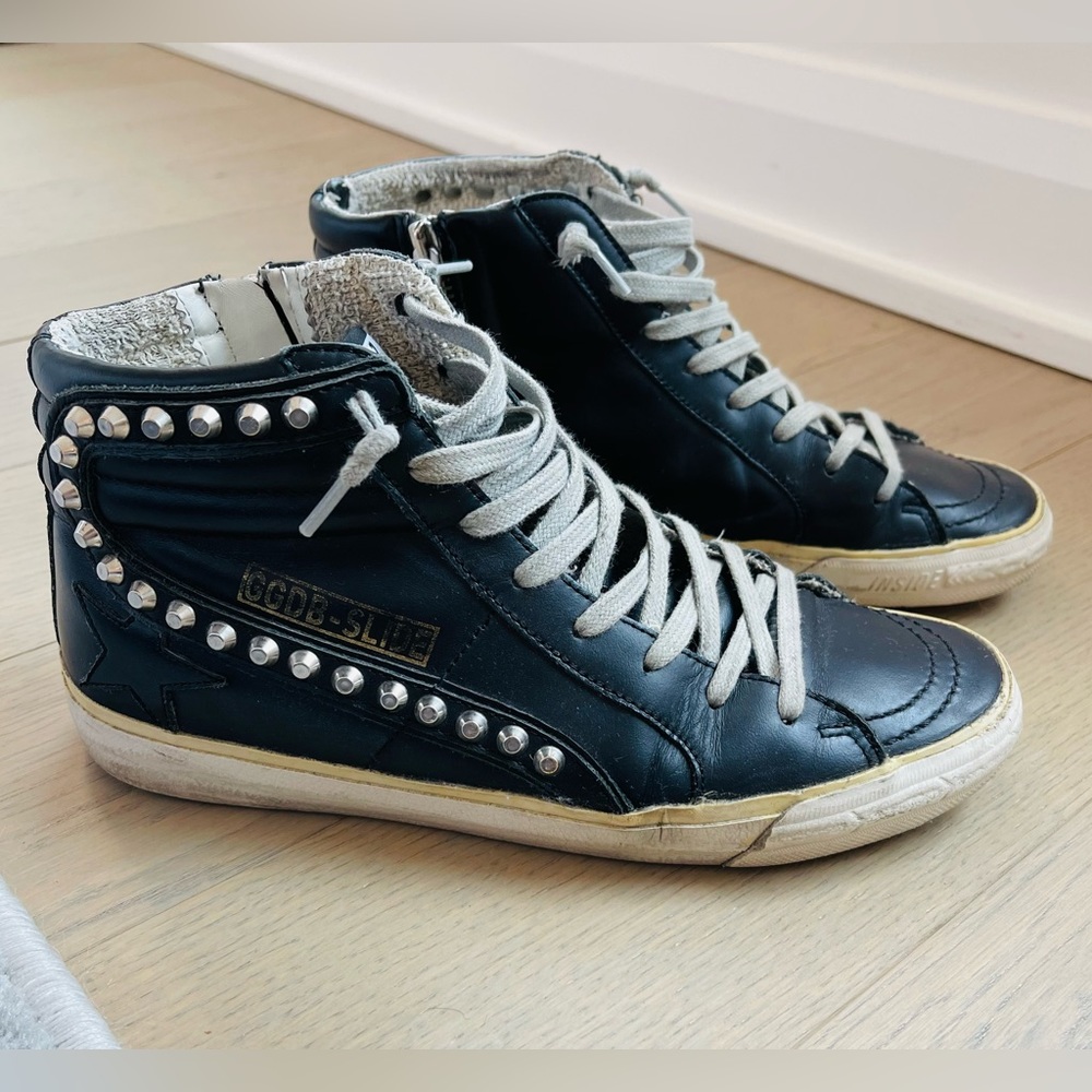 Golden Goose black stud slide sneakers 8